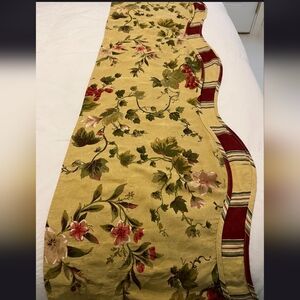 WAVERLY Valance Gold/Red Grape Vines Stripes Chianti Scallop 73" X 17"